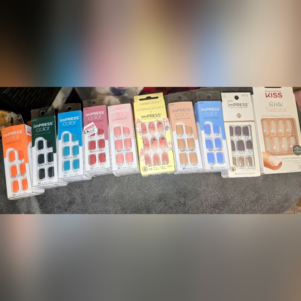 imPRESS Vibrant Press-On Nail Set - Pink, Orange, Blue X10